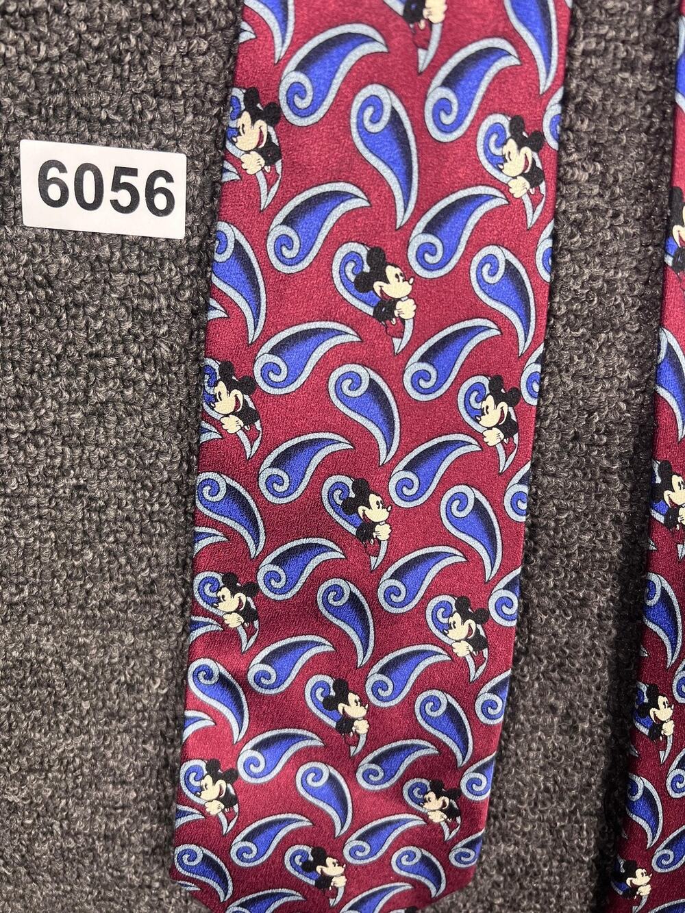 Walt Disney World Tie Mens Burgundy Red Blue Silk Paisley Mickey Mouse Novelty